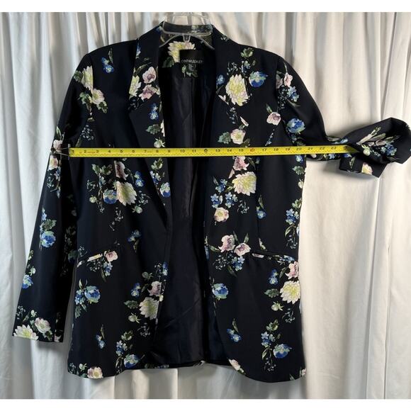 Cynthia Rowley Floral Open Front Blazer, Blue Multi, Sz: M, 80-27 - Picture 12 of 13